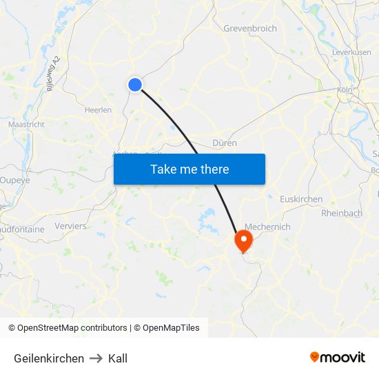 Geilenkirchen to Kall map