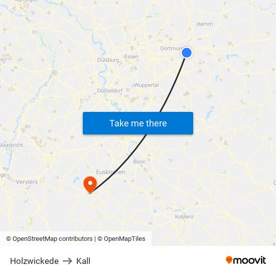 Holzwickede to Kall map