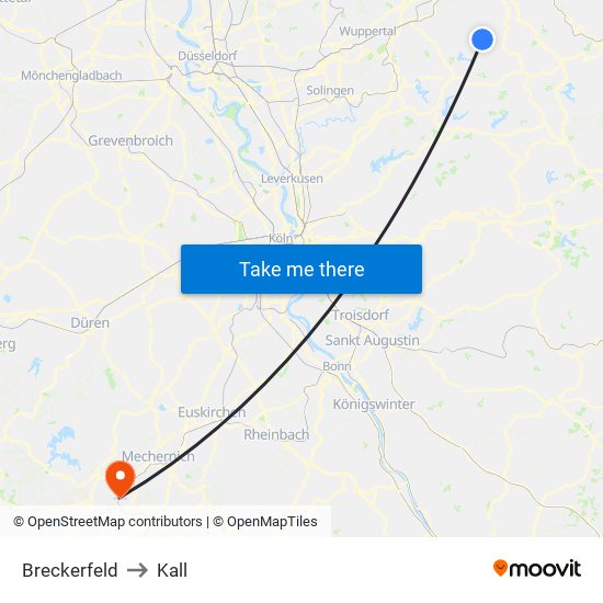 Breckerfeld to Kall map