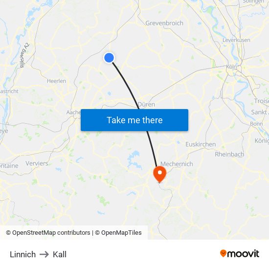 Linnich to Kall map