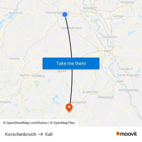 Korschenbroich to Kall map