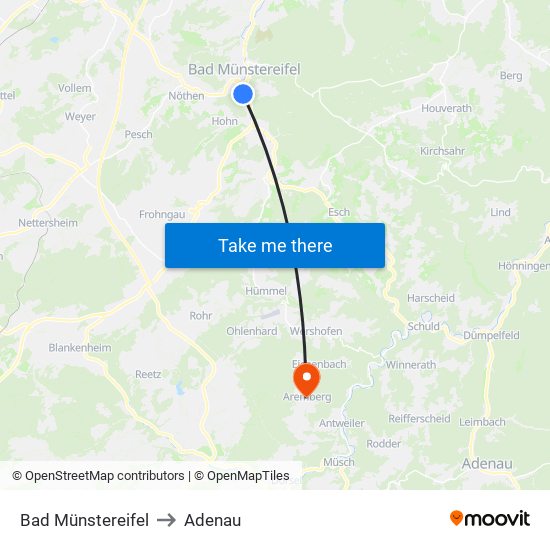 Bad Münstereifel to Adenau map