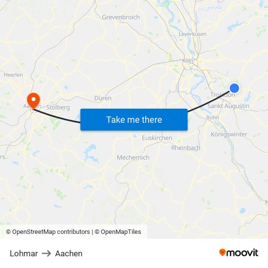 Lohmar to Aachen map