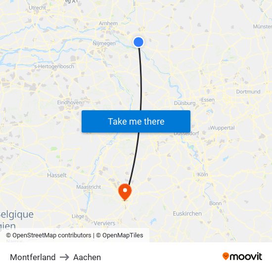 Montferland to Aachen map