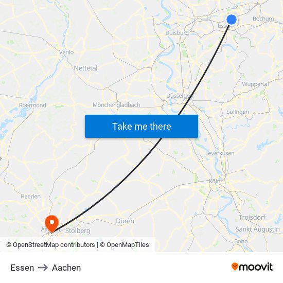 Essen to Aachen map