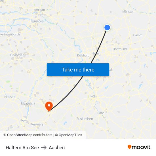 Haltern Am See to Aachen map