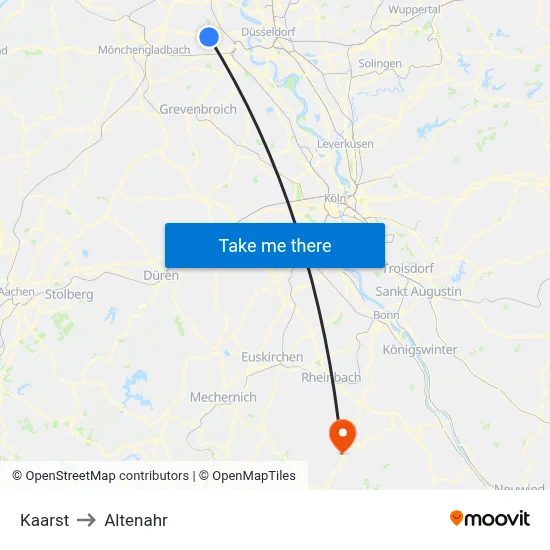 Kaarst to Altenahr map