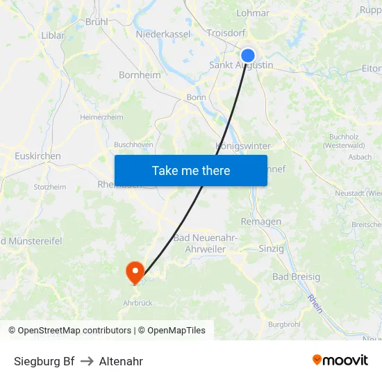 Siegburg Bf to Altenahr map