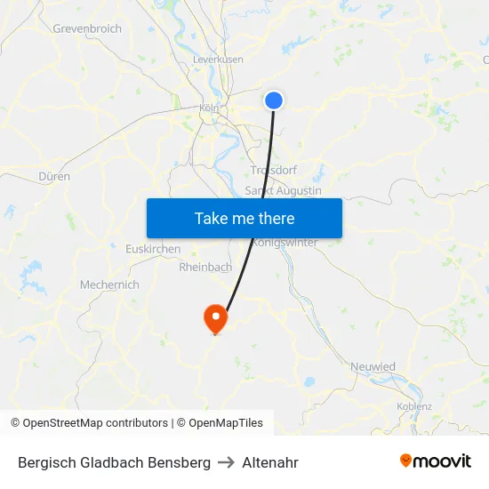Bergisch Gladbach Bensberg to Altenahr map