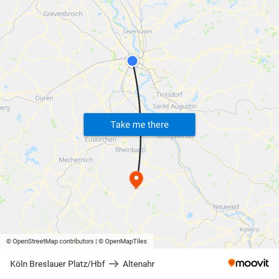 Köln Breslauer Platz/Hbf to Altenahr map
