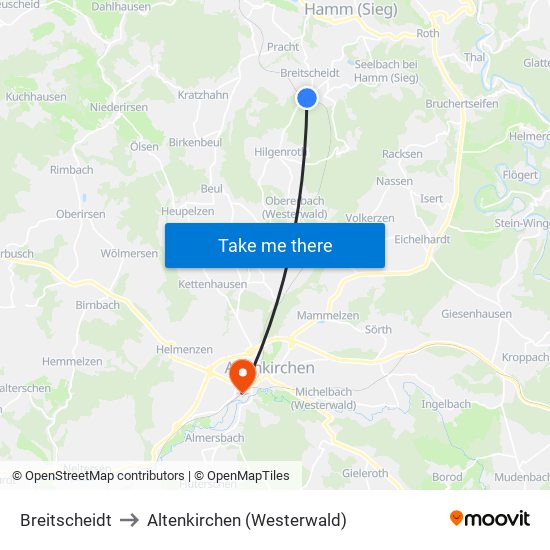 Breitscheidt to Altenkirchen (Westerwald) map