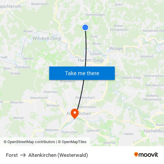 Forst to Altenkirchen (Westerwald) map