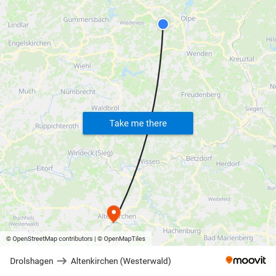 Drolshagen to Altenkirchen (Westerwald) map