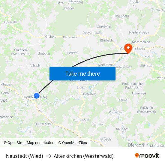 Neustadt (Wied) to Altenkirchen (Westerwald) map