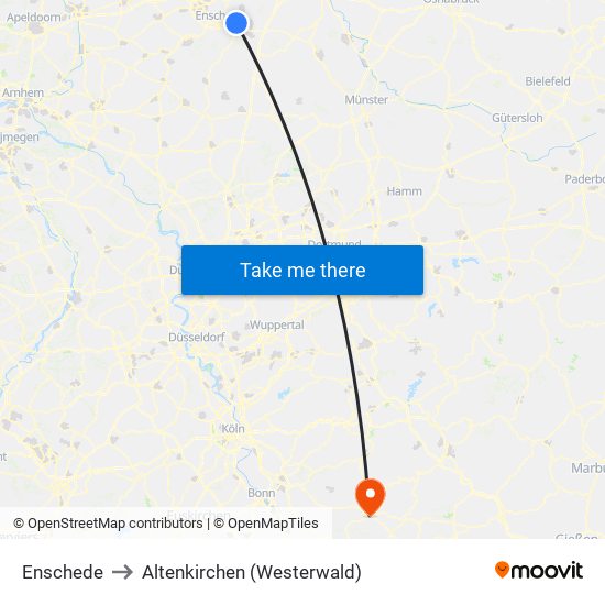 Enschede to Altenkirchen (Westerwald) map