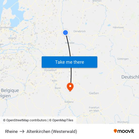 Rheine to Altenkirchen (Westerwald) map