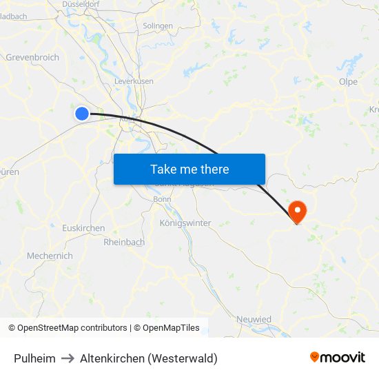 Pulheim to Altenkirchen (Westerwald) map