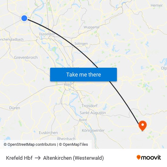 Krefeld Hbf to Altenkirchen (Westerwald) map