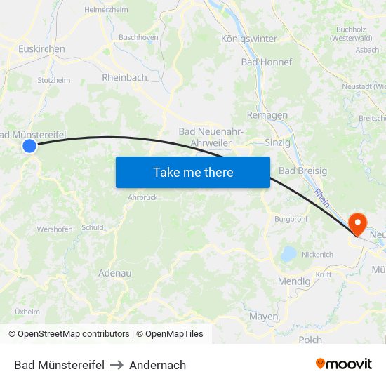 Bad Münstereifel to Andernach map