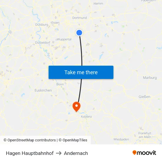 Hagen Hauptbahnhof to Andernach map
