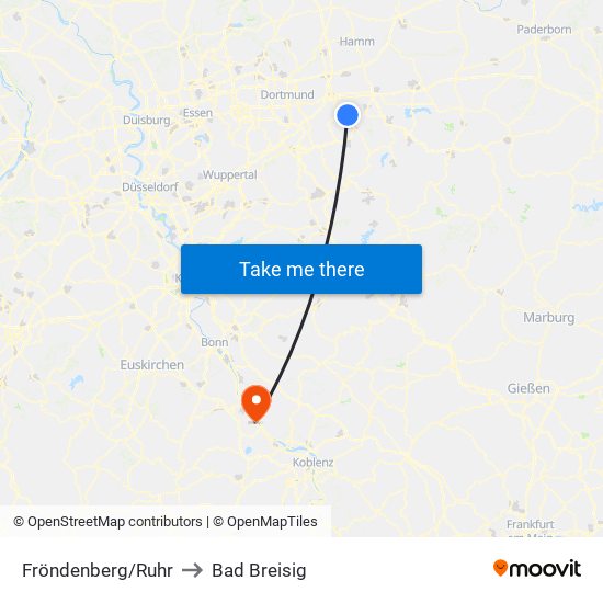 Fröndenberg/Ruhr to Bad Breisig map