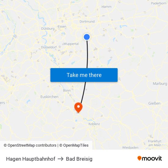 Hagen Hauptbahnhof to Bad Breisig map