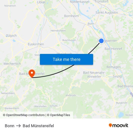 Bonn to Bad Münstereifel map