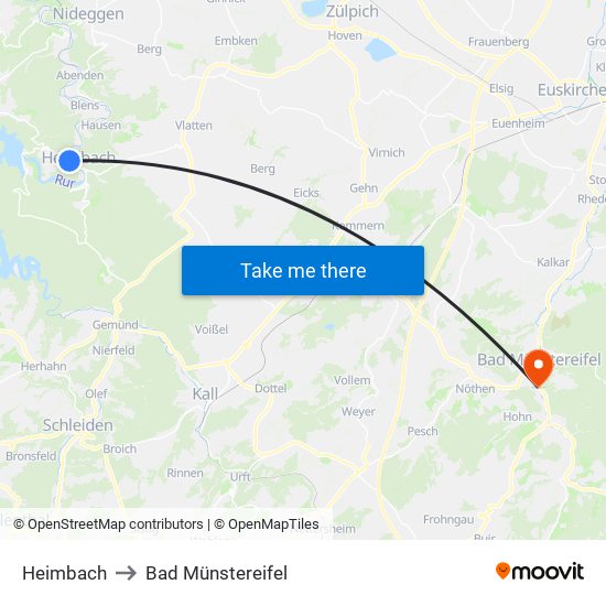 Heimbach to Bad Münstereifel map