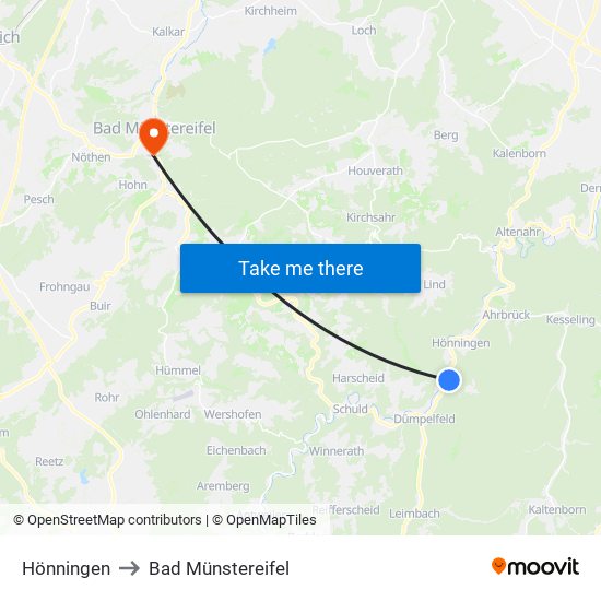 Hönningen to Bad Münstereifel map