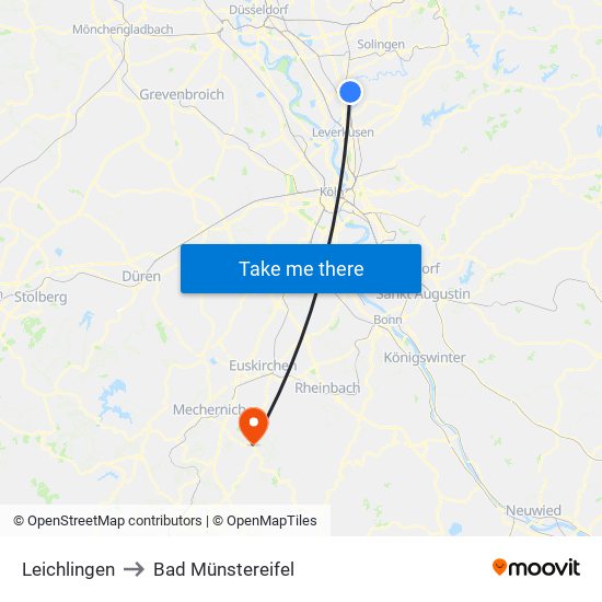 Leichlingen to Bad Münstereifel map