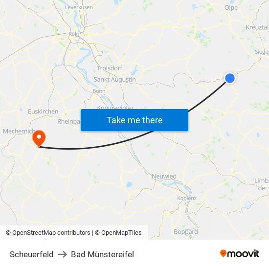 Scheuerfeld to Bad Münstereifel map