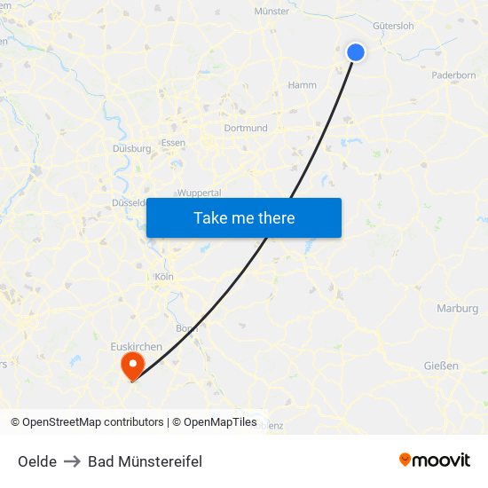 Oelde to Bad Münstereifel map