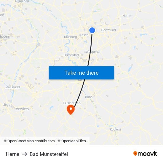 Herne to Bad Münstereifel map