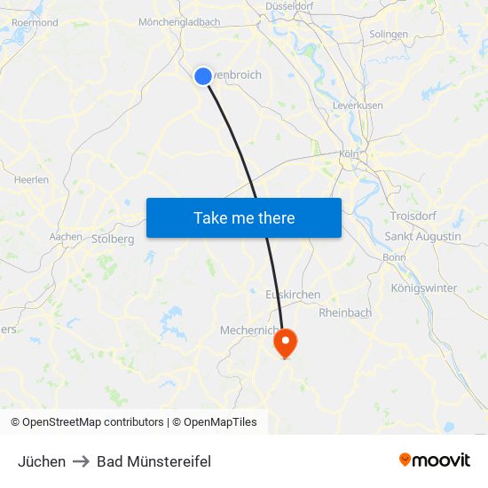 Jüchen to Bad Münstereifel map