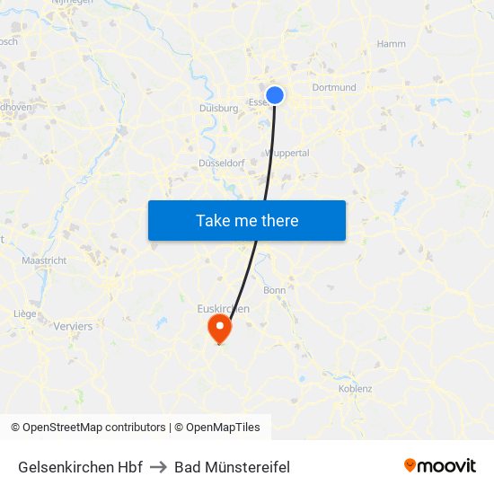 Gelsenkirchen Hbf to Bad Münstereifel map