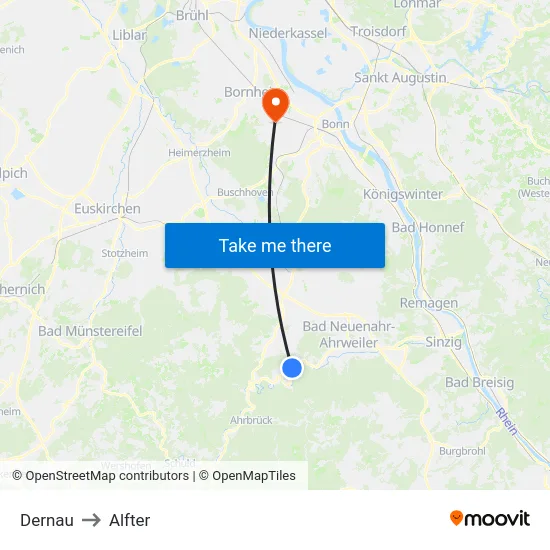 Dernau to Alfter map