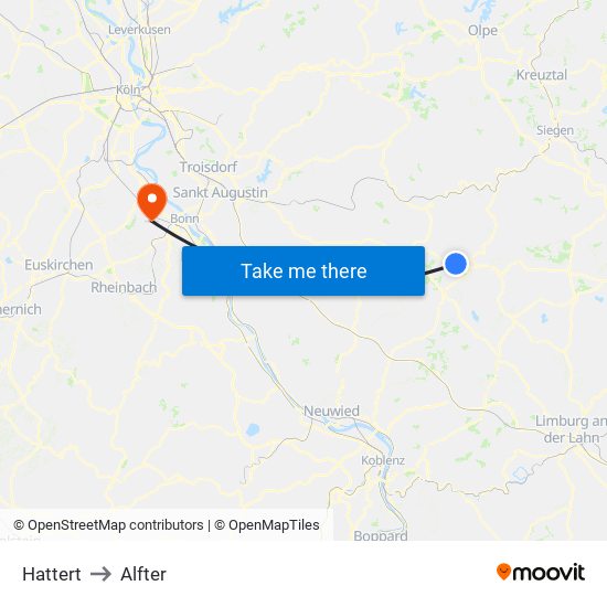 Hattert to Alfter map