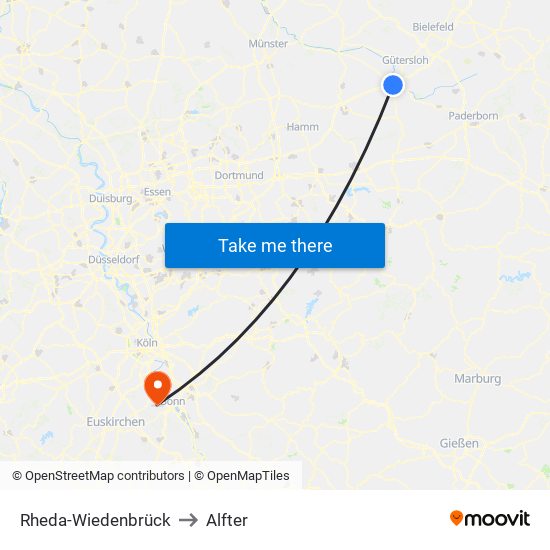 Rheda-Wiedenbrück to Alfter map