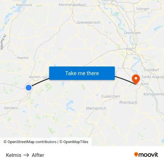 Kelmis to Alfter map