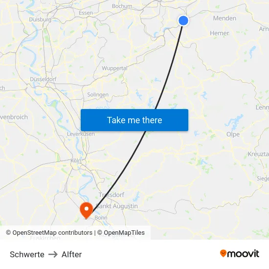 Schwerte to Alfter map