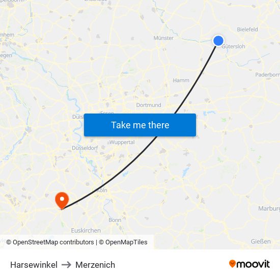 Harsewinkel to Merzenich map