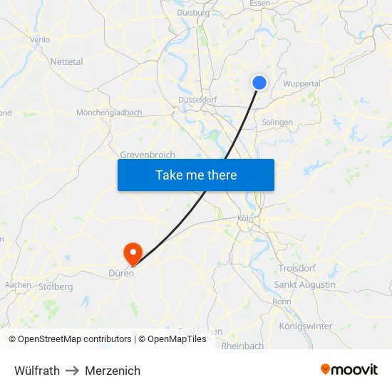 Wülfrath to Merzenich map