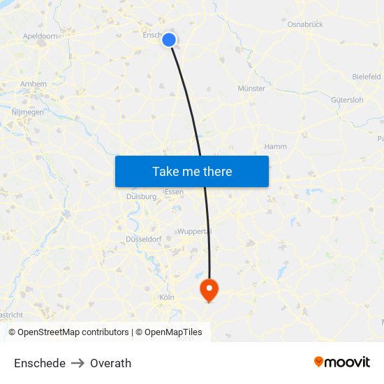 Enschede to Overath map