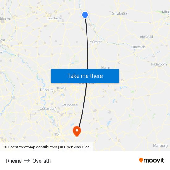 Rheine to Overath map