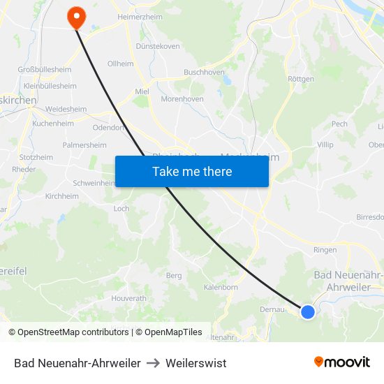 Bad Neuenahr-Ahrweiler to Weilerswist map