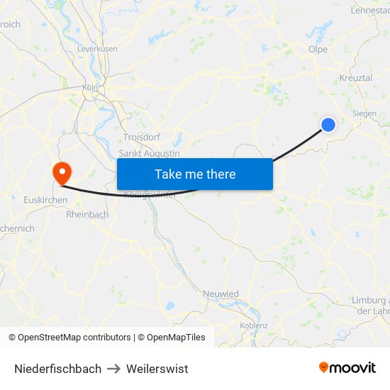 Niederfischbach to Weilerswist map