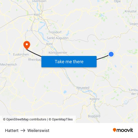 Hattert to Weilerswist map