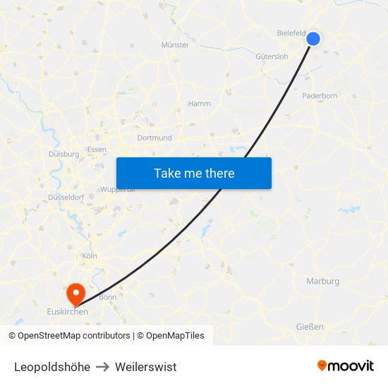 Leopoldshöhe to Weilerswist map