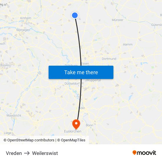 Vreden to Weilerswist map