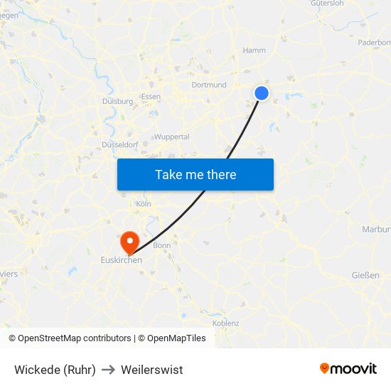 Wickede (Ruhr) to Weilerswist map